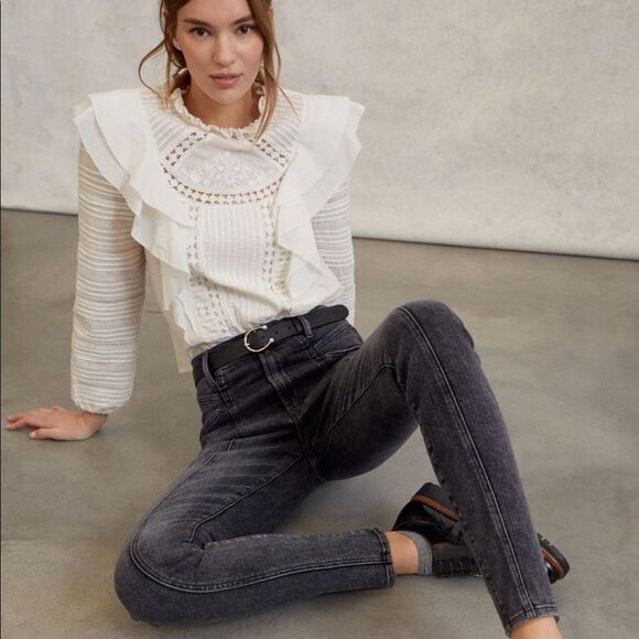 NWT Anthropologie MOTHER The Swooner Ultra High-Rise Seamed Skinny Jeans Size 32 - Picture 1 of 5